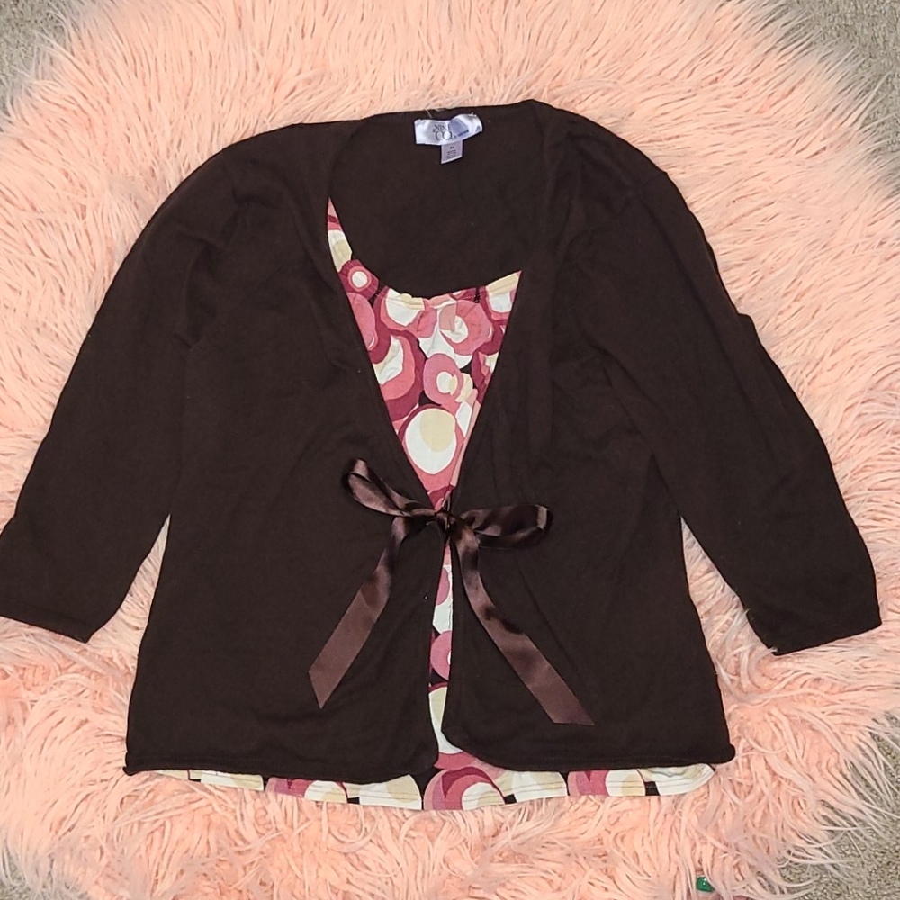 Nine and Co Womens sweater/shirt combo, sz XL
